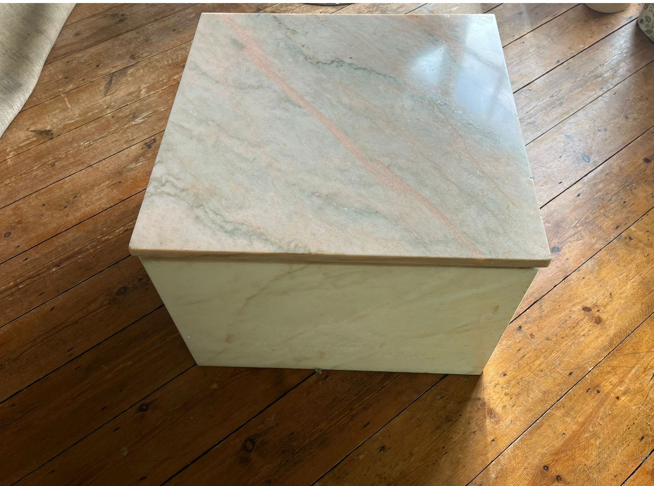 Rare Sofa/Coffee Tables Are Substantial Statement Pieces Made From Rare Pink Carrara Marble With Distinctive Green Veining. Designer Private Commission 1970s  (2 Available) photo furniture