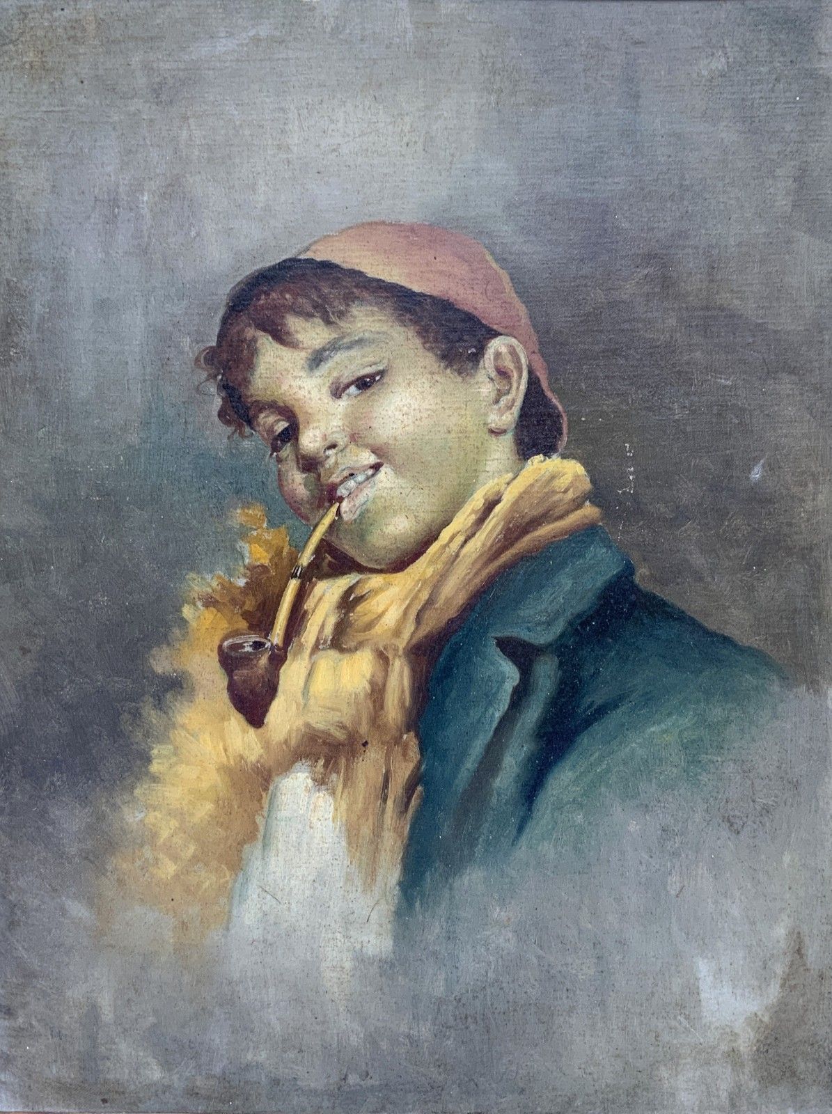 Circle Of: Luca Postiglione (1876 1936) 19thc Italian Oil Portrait Painting 2of2 photo furniture