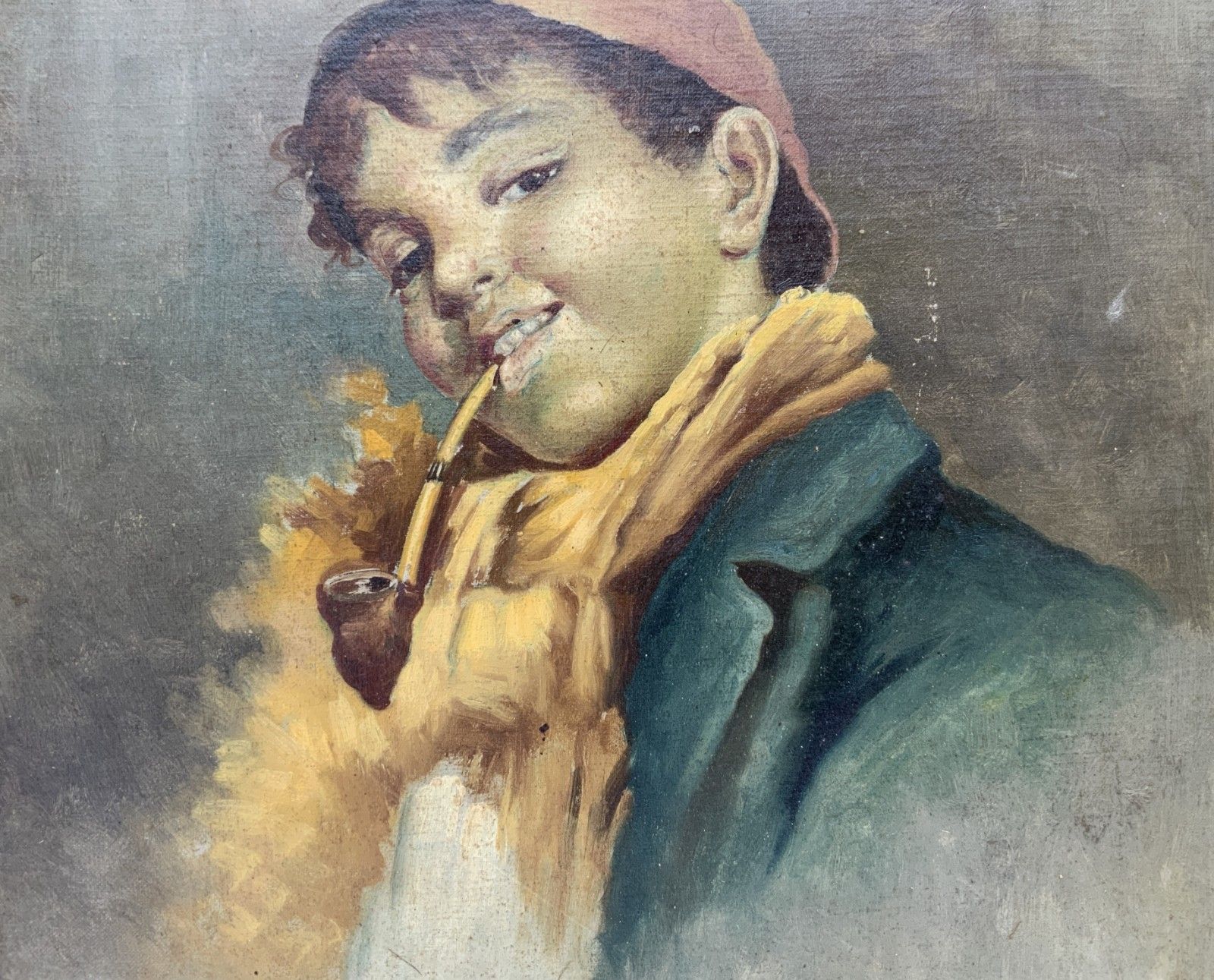 Circle Of: Luca Postiglione (1876 1936) 19thc Italian Oil Portrait Painting 2of2 photo vinterior