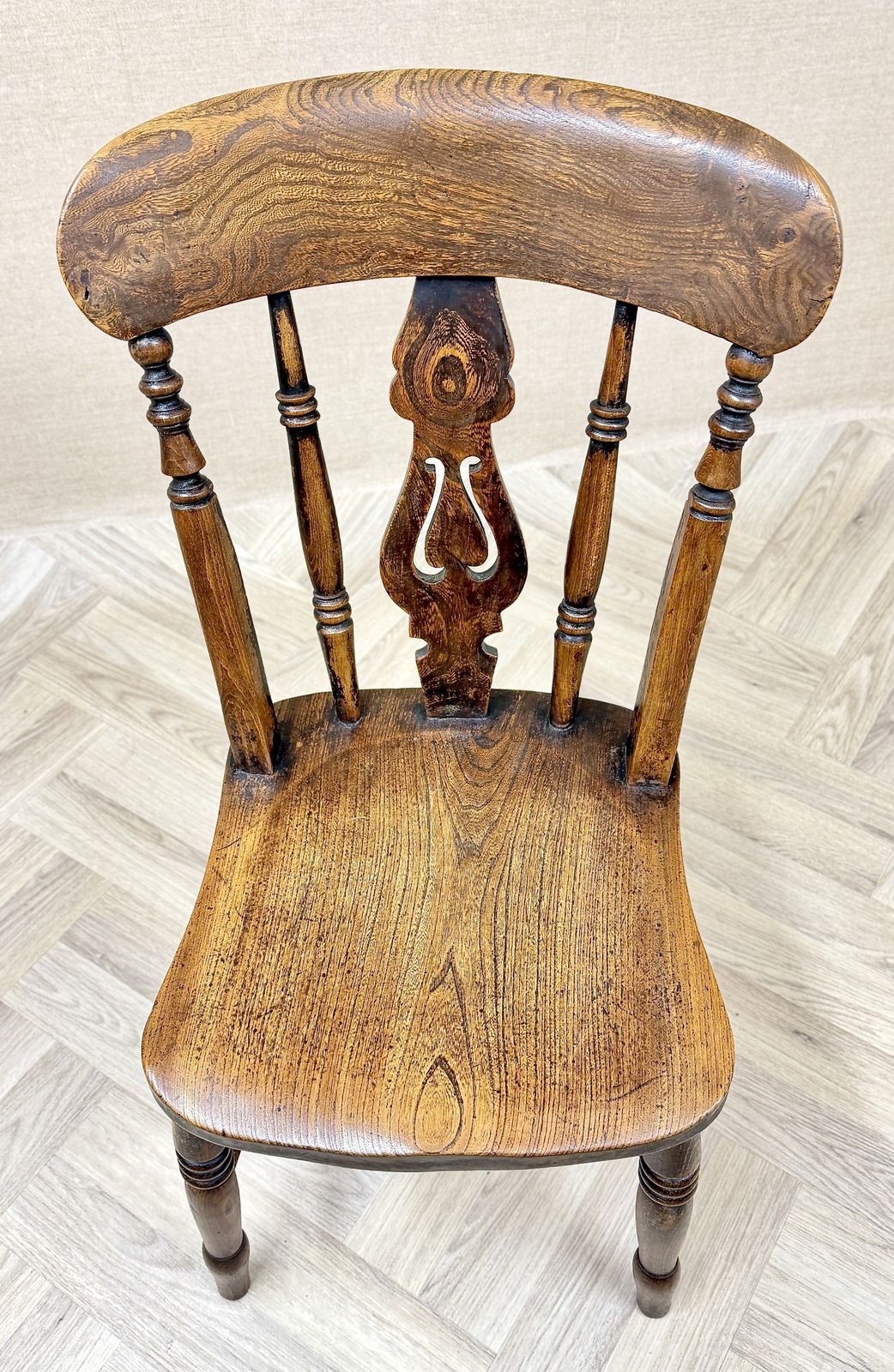 Pair Of Antique Windsor Lyreback Kitchen Dining Chairs photo Furniture