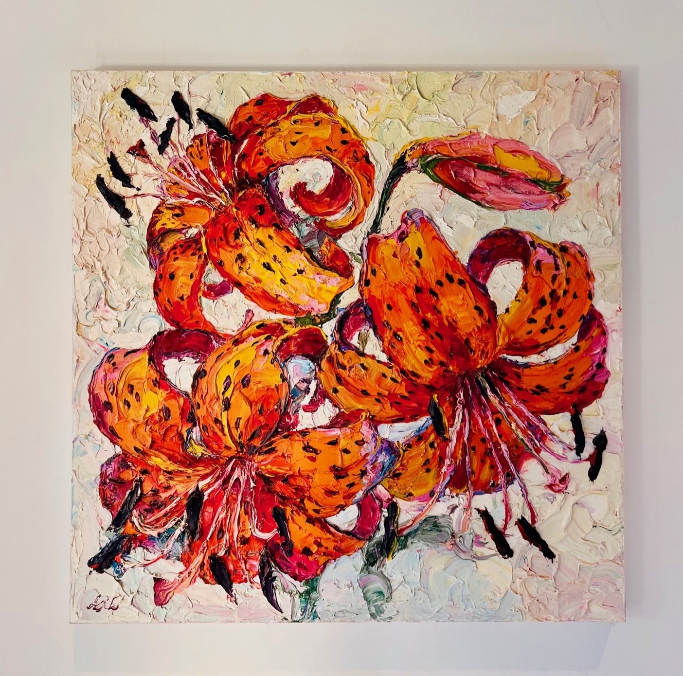 Tiger Lilies — Lana Okiro Oil On Canvas, 100 × 100 Cm