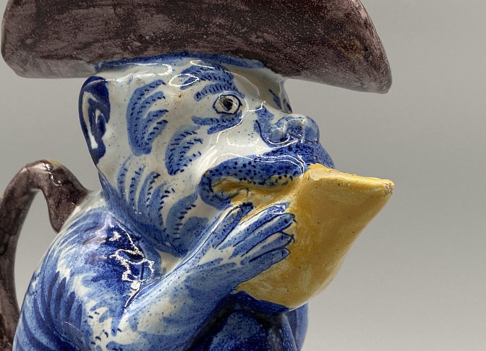 photo for sale 18thc Antique Dutch Delft Faience Monkey Toby Jug By: Pieter Verburg (1756 1789)