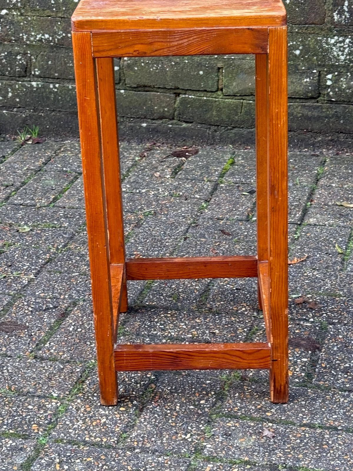 photo for sale Vintage Pine Utility Stool Or Stand With Rustic Vernacular Workshop Character, Kitchen Or Craft Stool