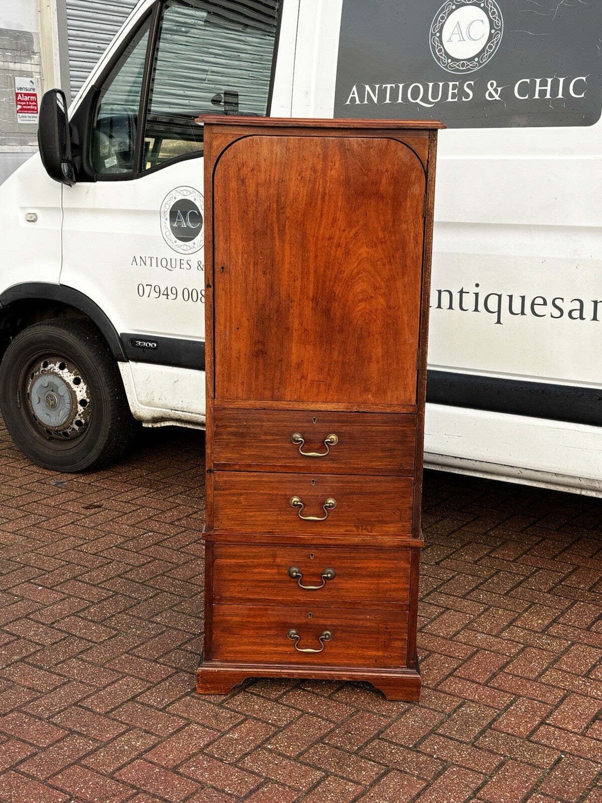 Antique Mahogany Housekeepers Cabinet / Small Linen Press. photo for sale