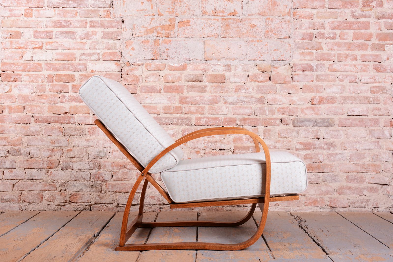 Furniture Restored Art Deco Adjustable Armchair, By J. Halabala, Up Závody, Czech. 1930s photo
