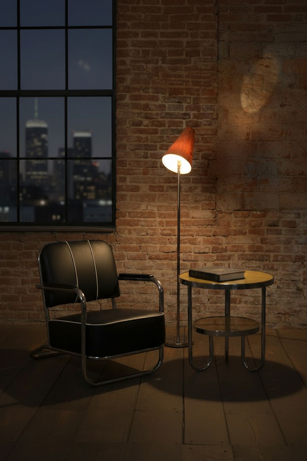 photo furniture Original Bauhaus Floor Lamp, Tubular Chrome Plated Steel, Czech, 1940s