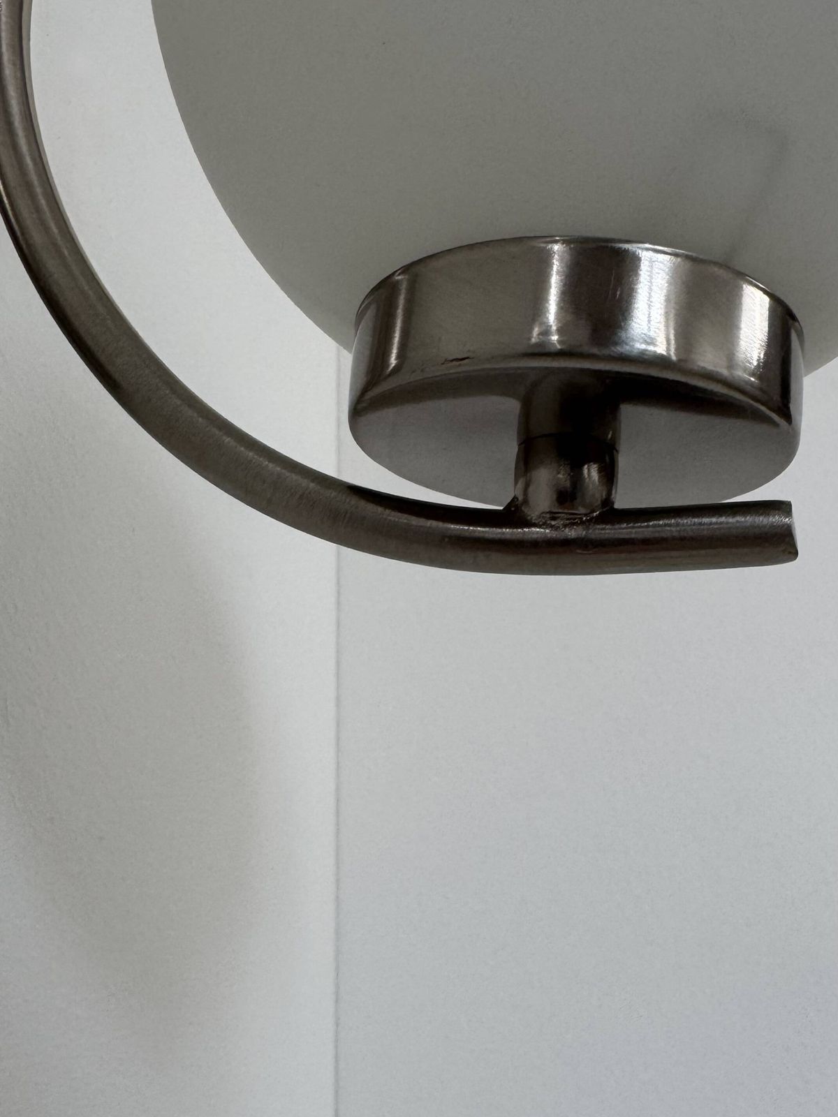 Pair Of Vintage Wall Lights, Chrome And Opaline, France, 1970. photo vintage