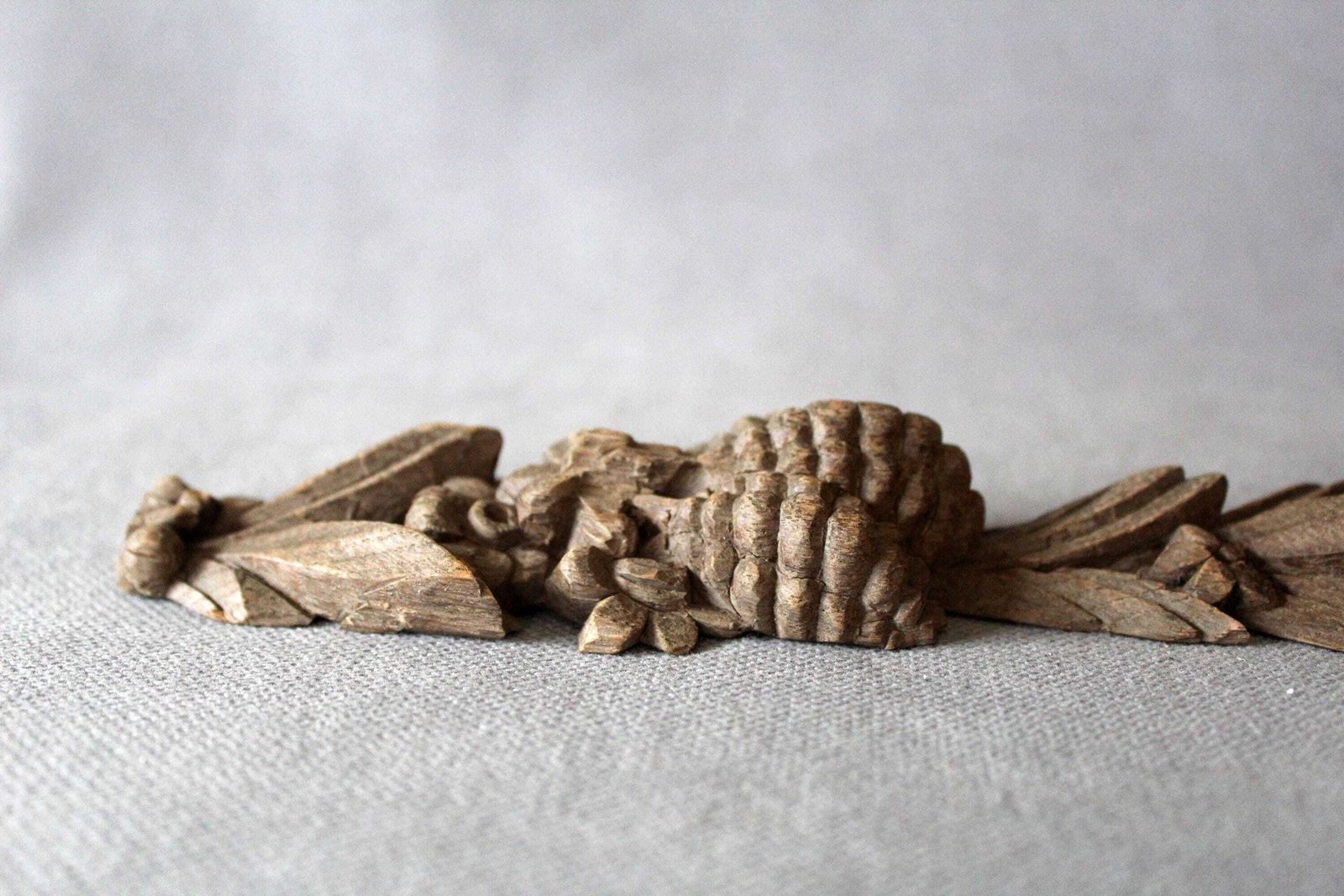 photo for sale Antique French Hand Carved Wooden Architectural Element, Ornamental, Fruits, Foliage, Tassels, Decorative Drop, Frieze, Wall, Furniture