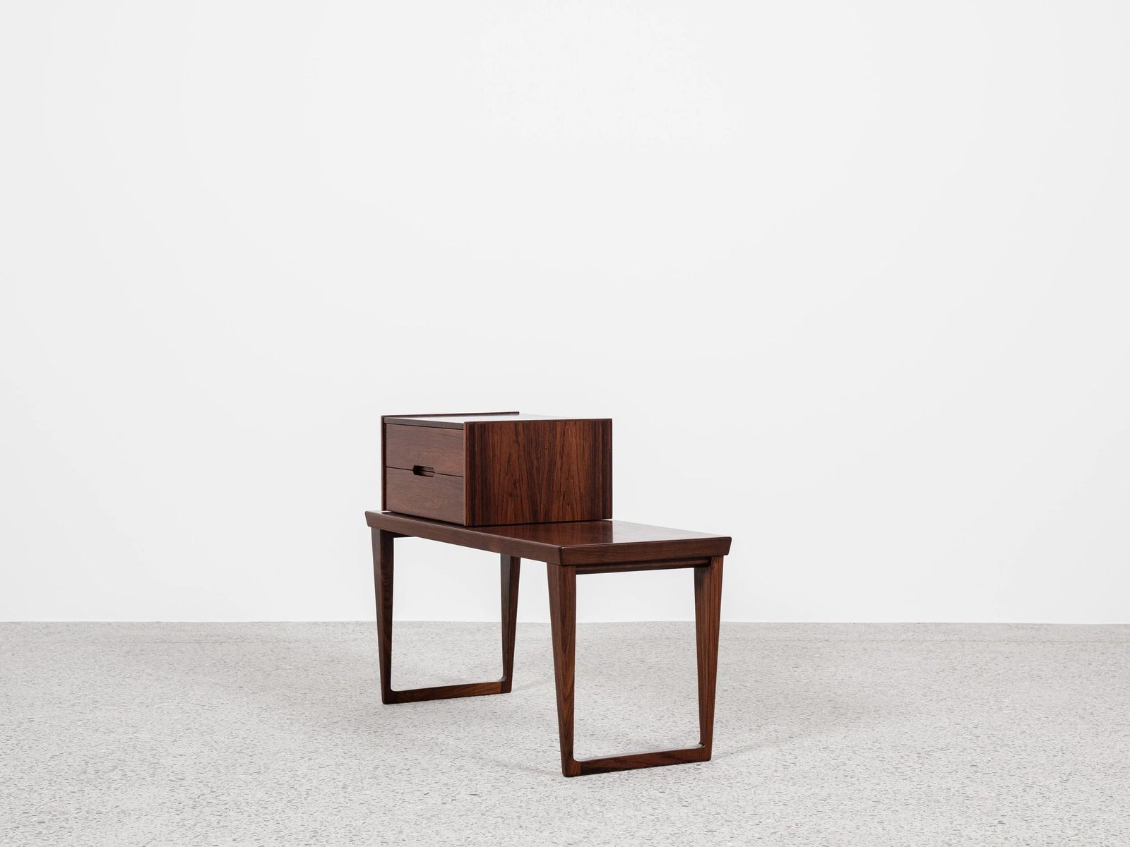Midcentury Danish Set Of Mirror, Bench And Container In Rosewood By Aksel Kjersgaard 1960s photo furniture