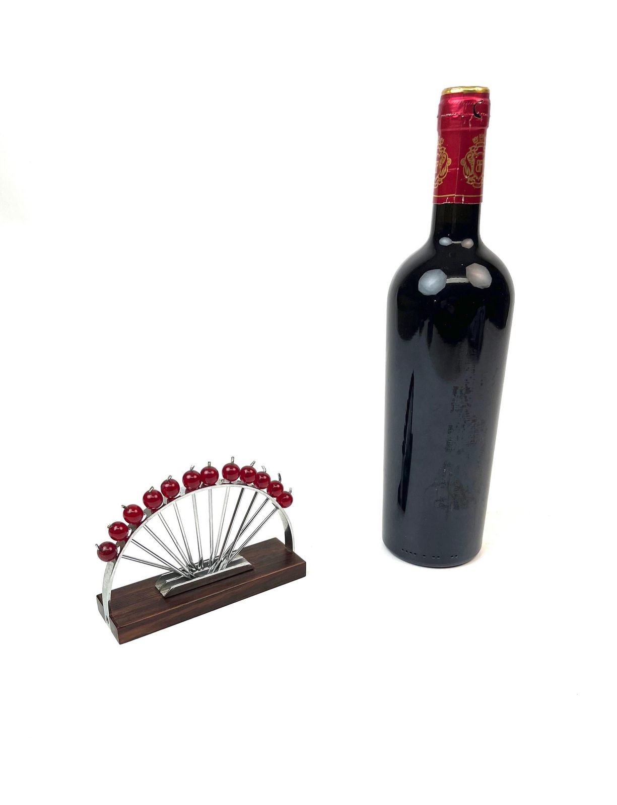 Rare Art Deco Bauhaus Rosewood Chrome & Bakelite Cocktail Picks Home Bar photo 662.0