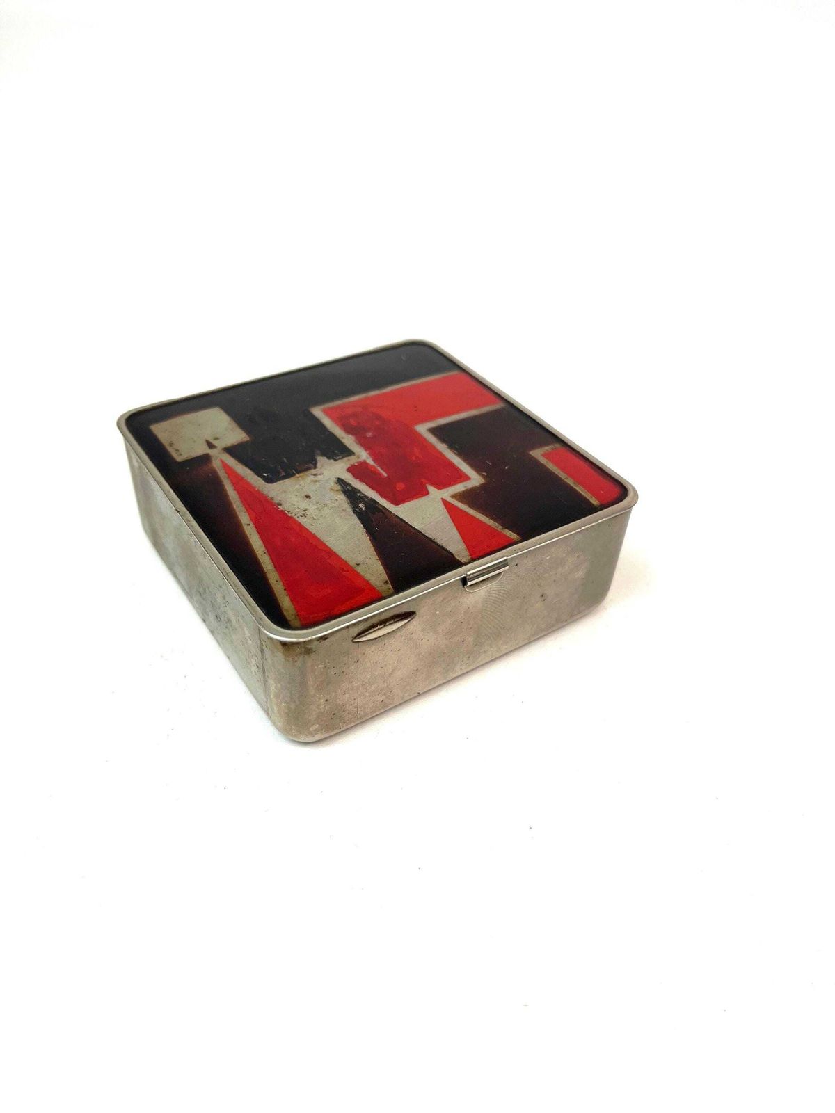 Rare Small Art Deco Bauhaus De Stijl Suprematism Enamel Jewelry Box Germany 1920 photo for sale