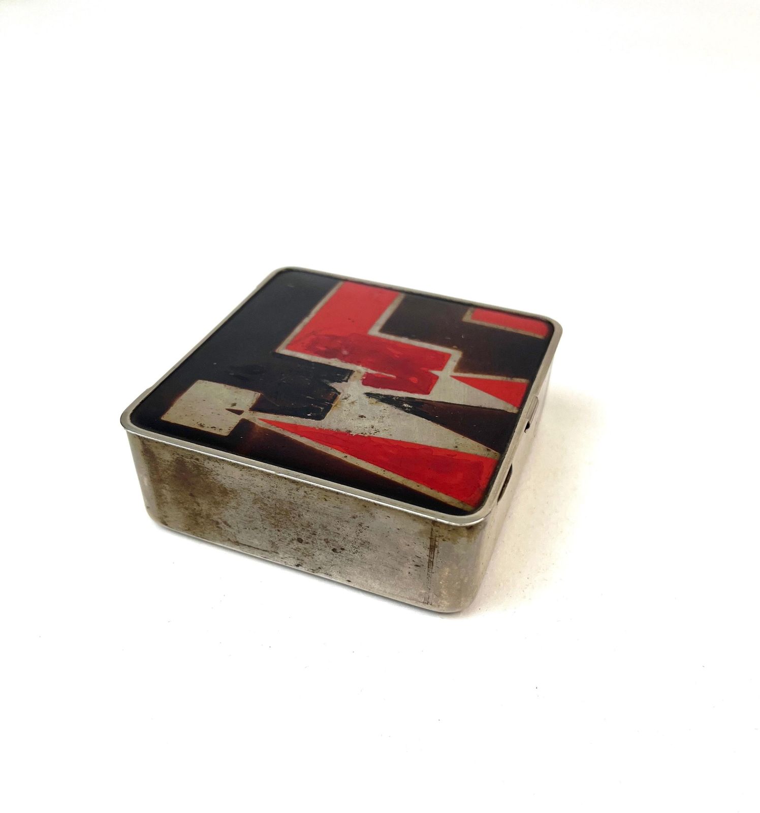 Rare Small Art Deco Bauhaus De Stijl Suprematism Enamel Jewelry Box Germany 1920 photo Home Decor