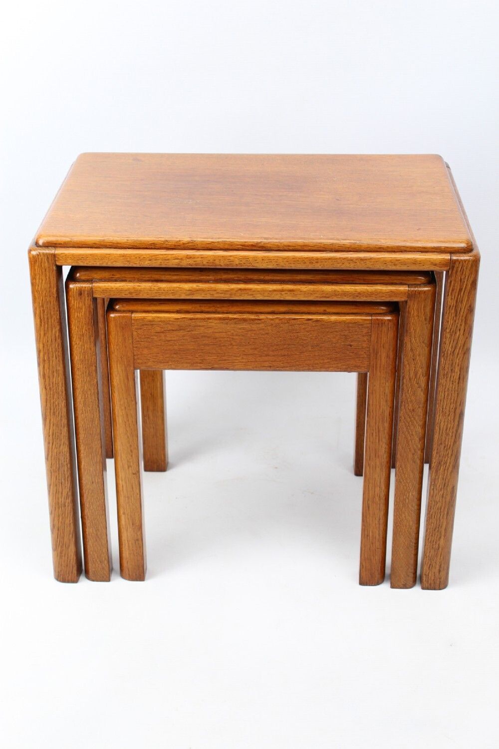 Small Art Deco Nest Of 3 Oak Tables