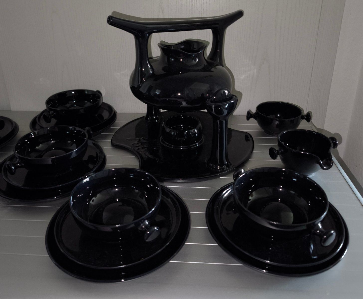 Black Tea Service Zen By Colani For Friesland, 1980s, Set Of 23 photo vinterior