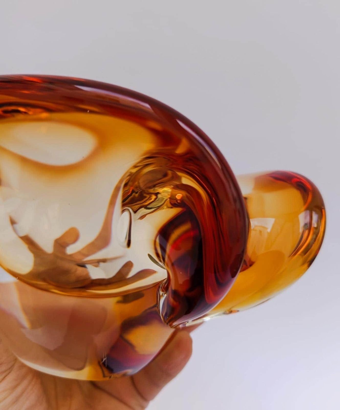 Stunning Murano Glass Cup In The Shape Of An Amber Shell, Seguso Venini Poli Era photo buy
