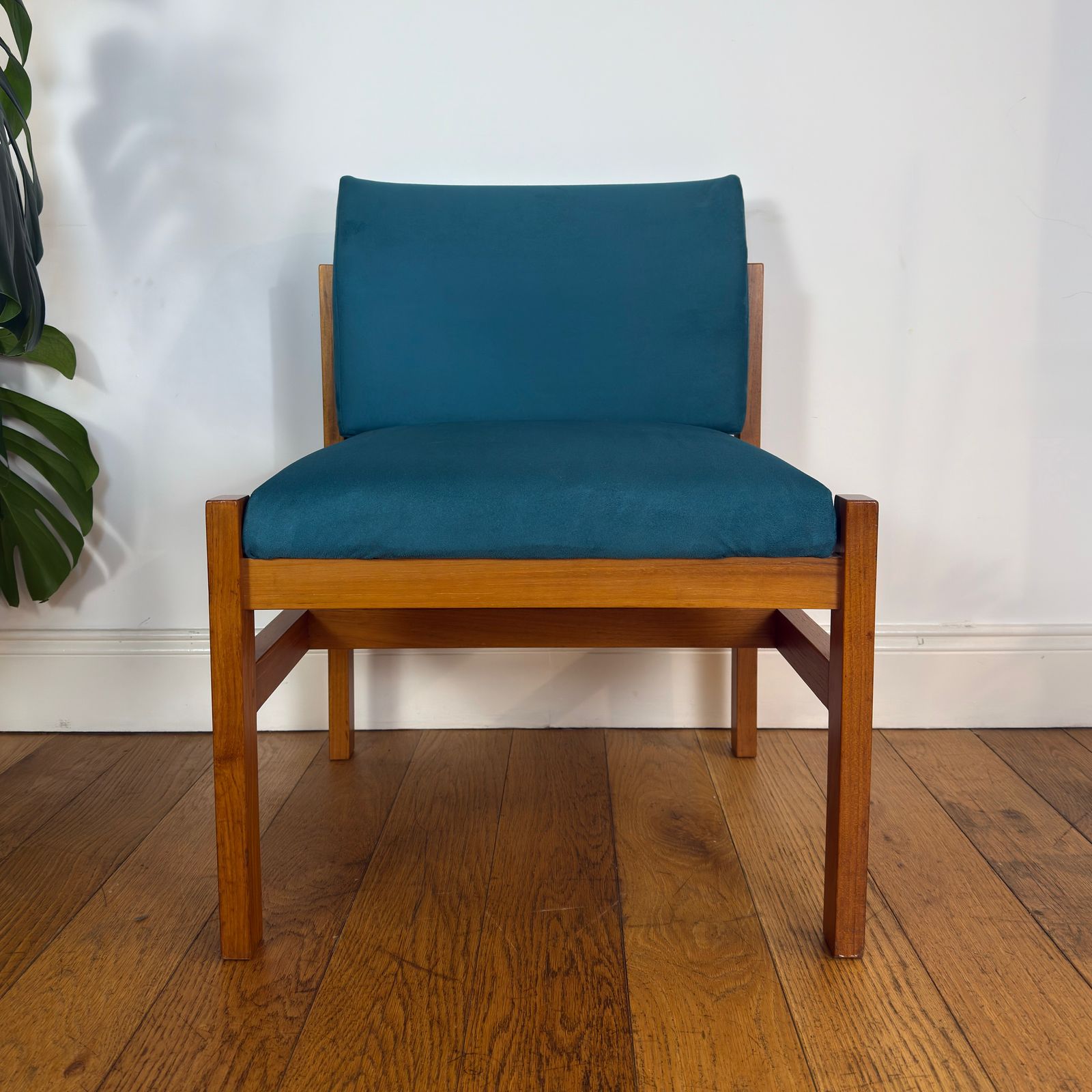 Mid Century Teak Occasional Chair In Blue photo furniture