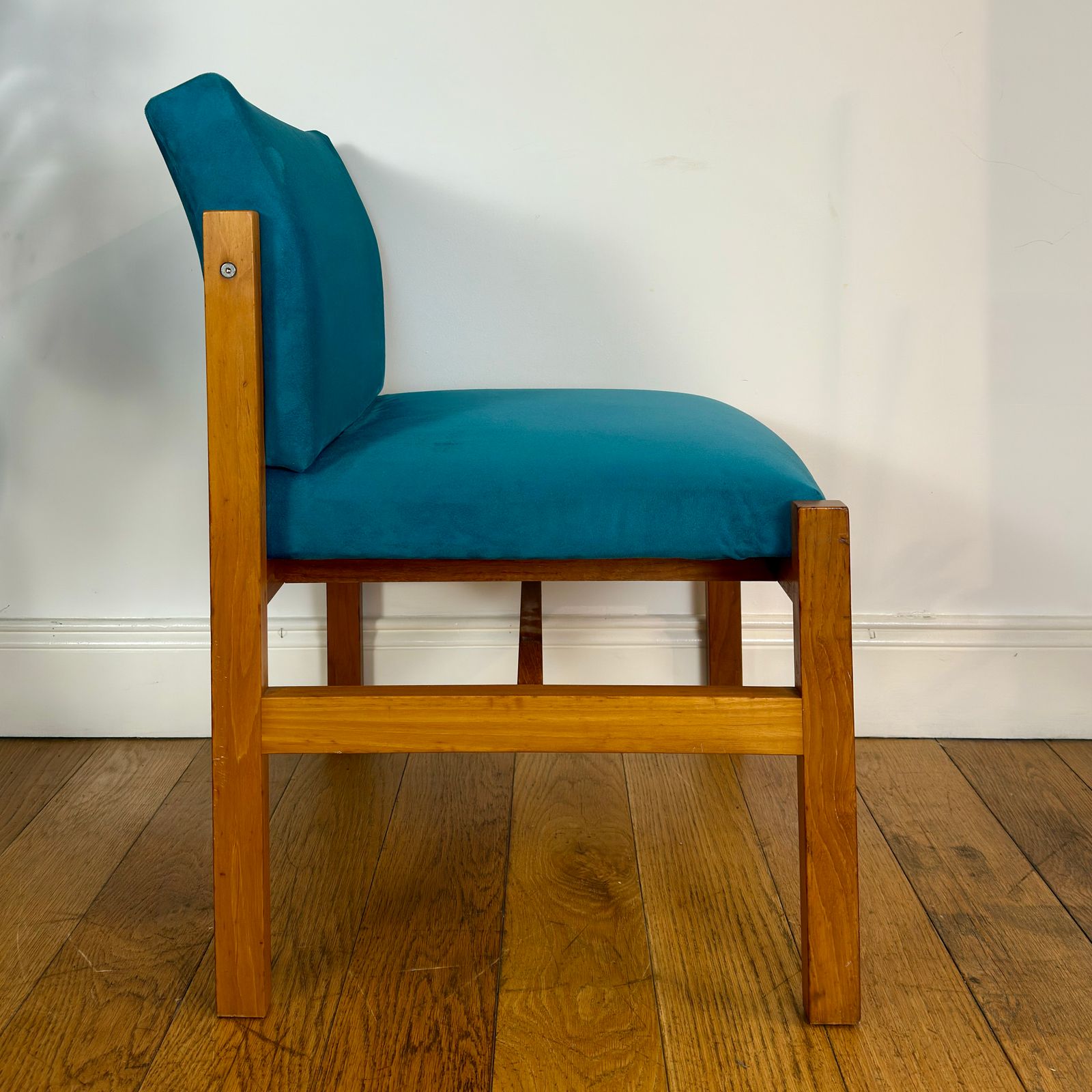 Mid Century Teak Occasional Chair In Blue photo 148.0