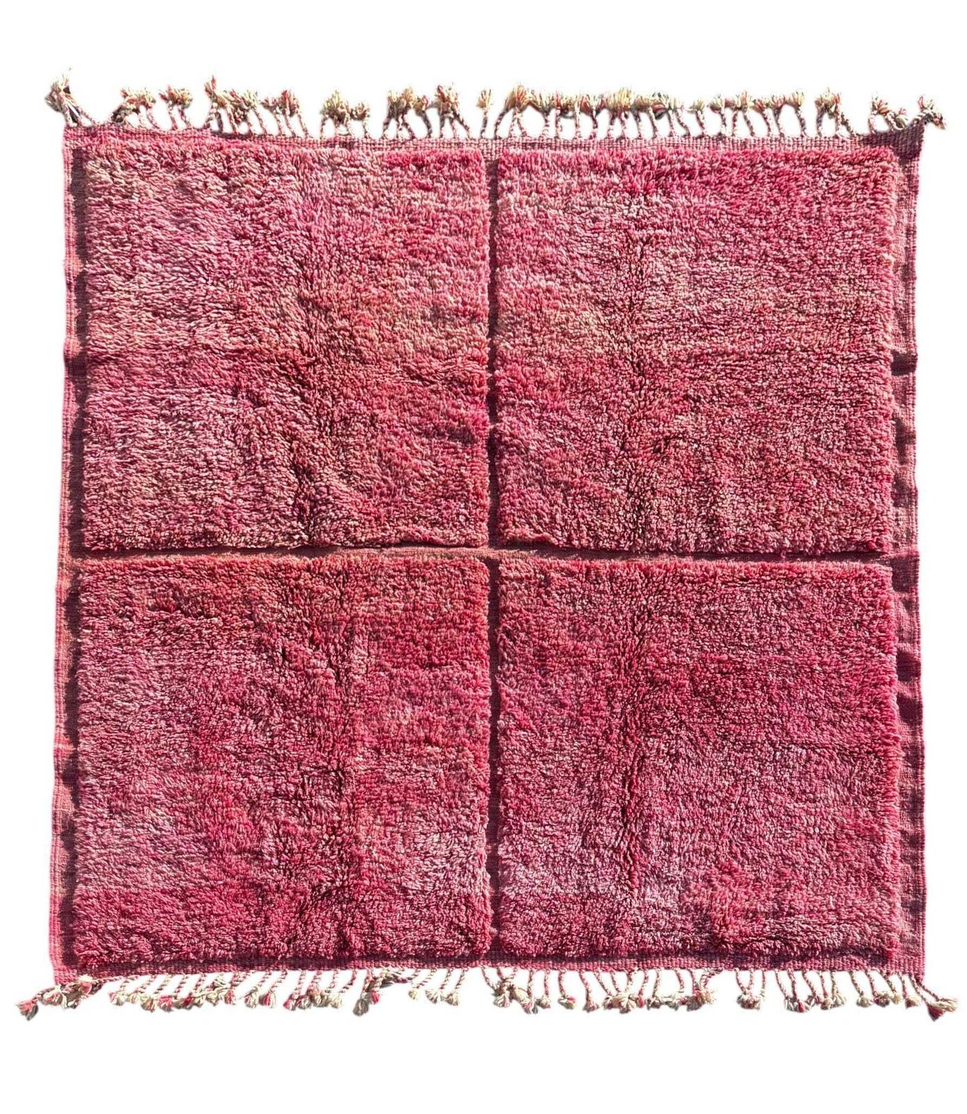 Moroccan Checkered Pink Wool Rug 230x250 Cm   Wool Beni Rug, Handmade Shaggy Rug, High Quality Wool Pink Rug   Boho Chic Rug photo furniture