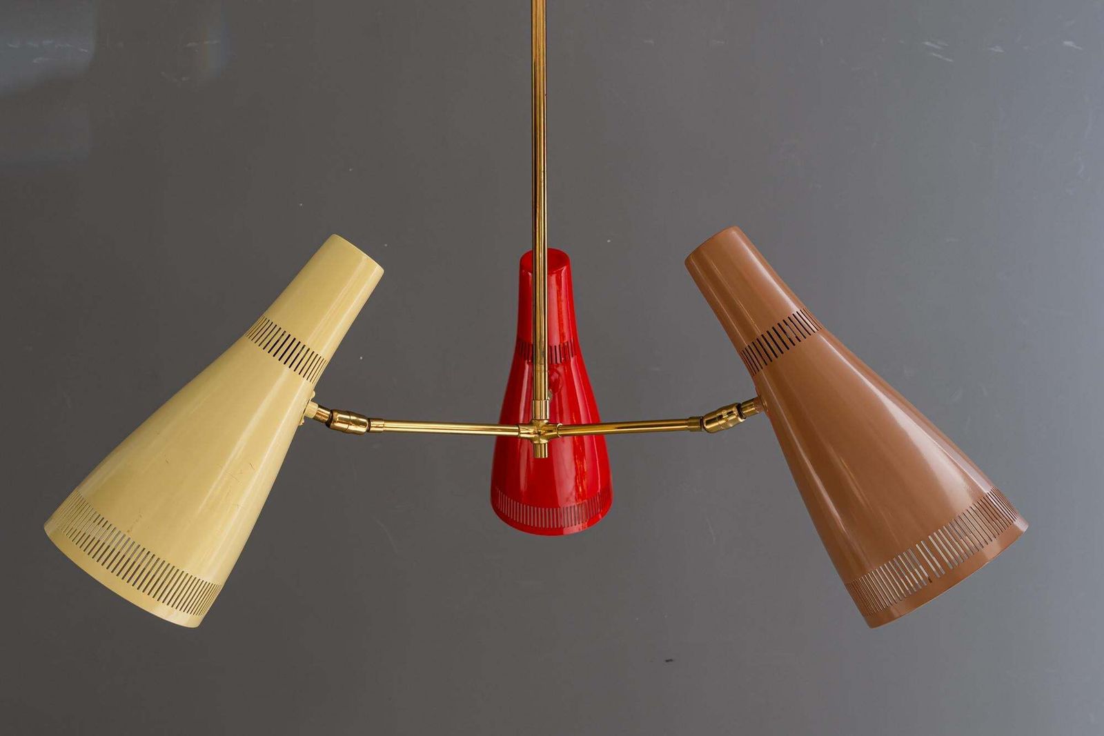 Rupert Nikoll Chandelier With Swiveling Shades Vienna Around 1960s photo vinterior