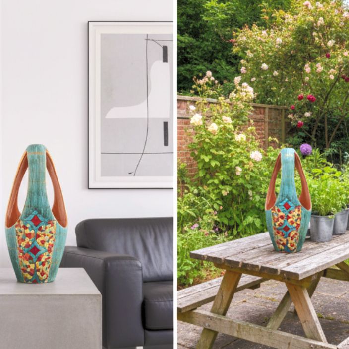 photo for sale Fratelli Fanciullacci "Mosaic" Sgraffito Handle Vase (Bitossi Era, C. 1960)