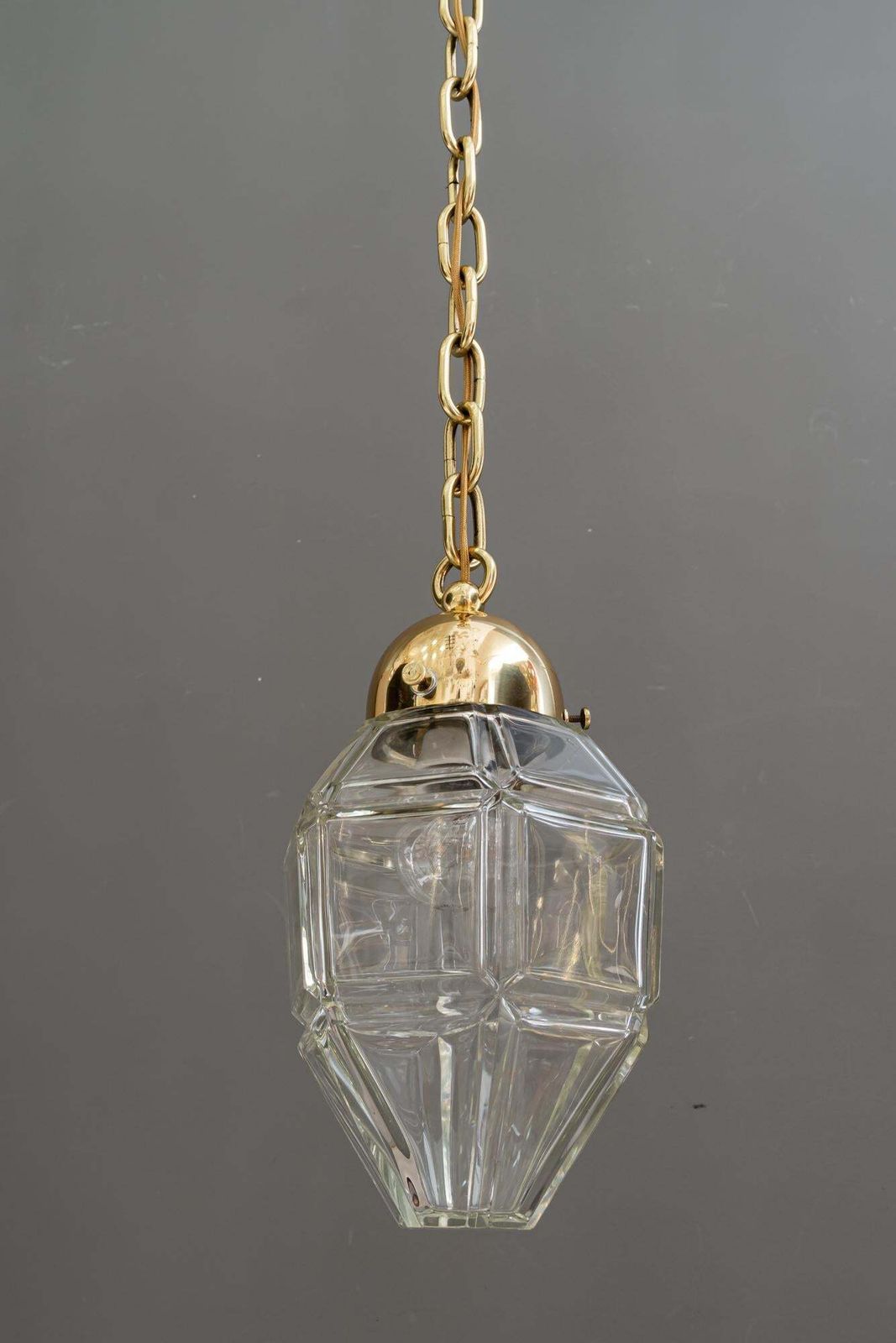 Big Art Deco Pendant With Cut Glass Shade Vienna Around 1920s photo buy