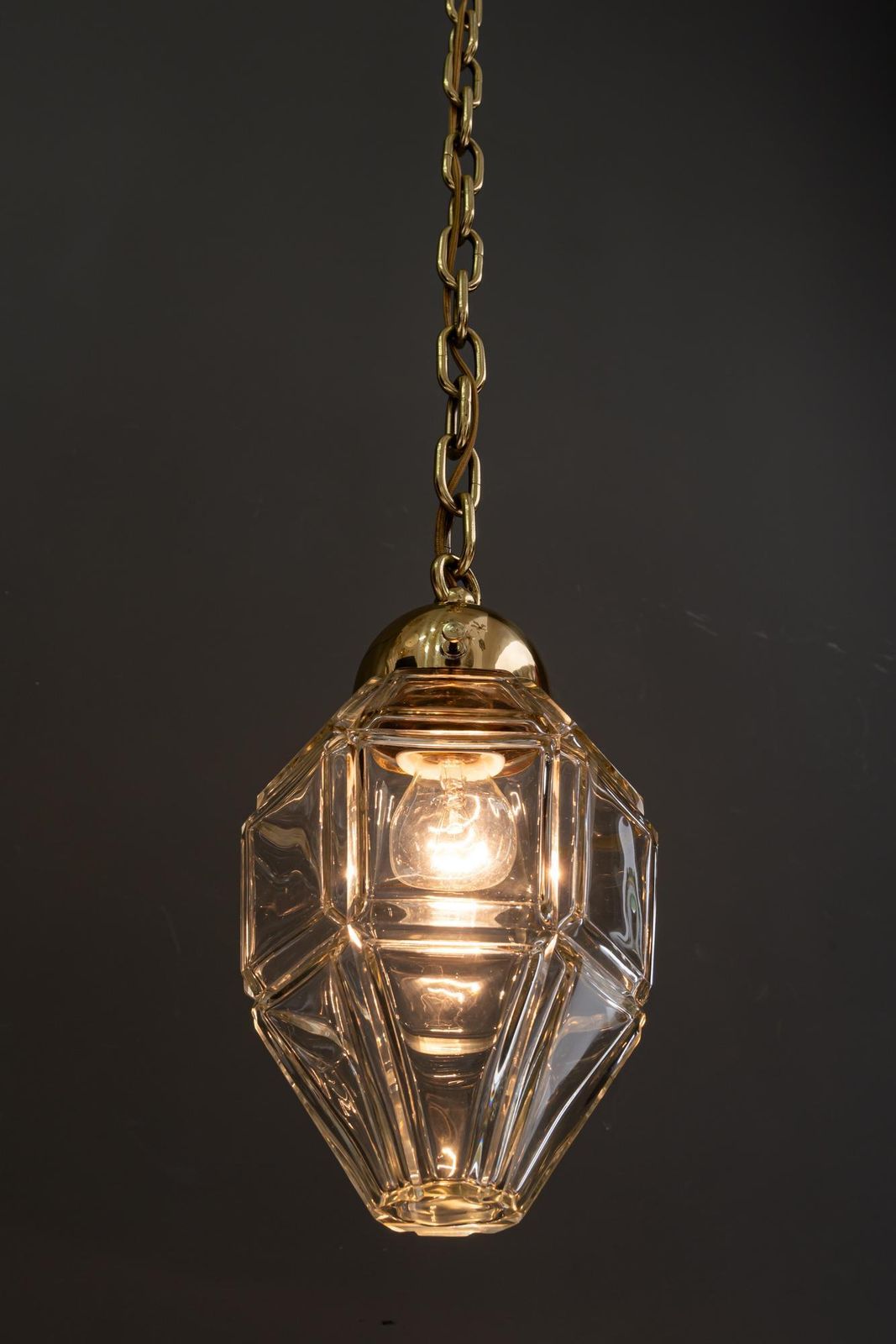 photo vinterior Big Art Deco Pendant With Cut Glass Shade Vienna Around 1920s