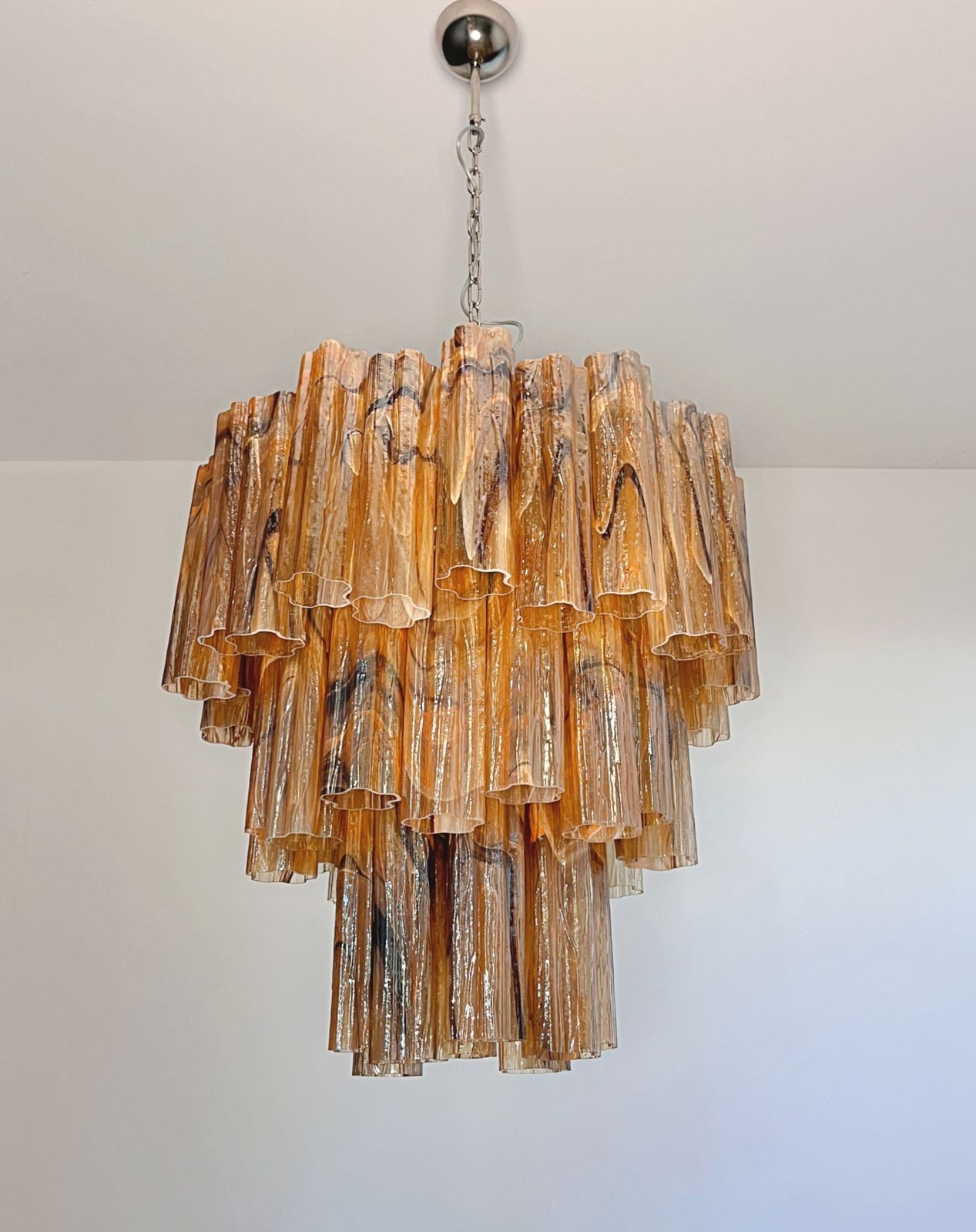 Large Three Tier Murano Glass Tube Chandelier   Amber Black Albaster photo buy