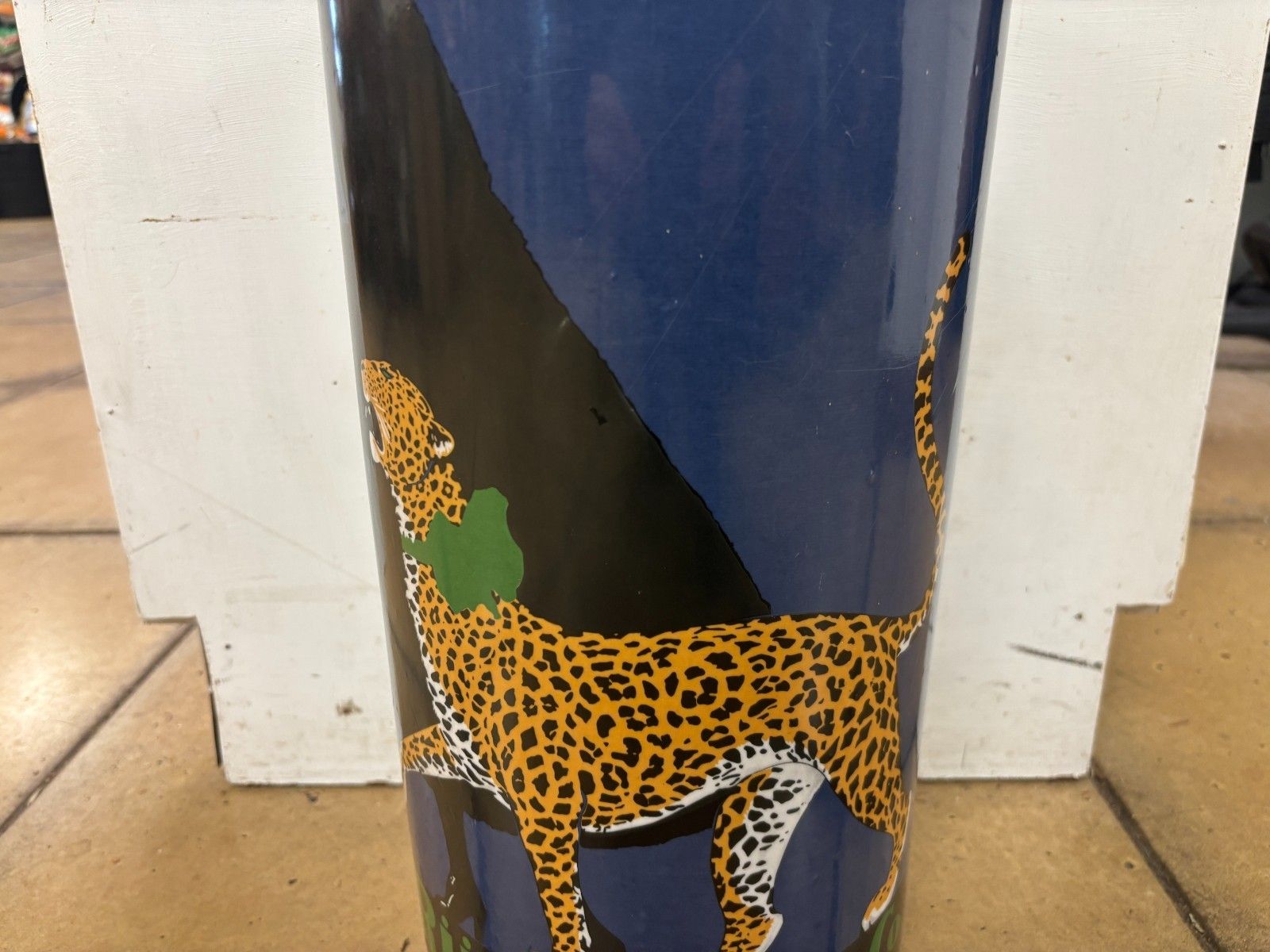 P.Ruckmar & Co Zurich Davos Leopard/ Fashion Lady Umbrella/ Stick Pot photo for sale