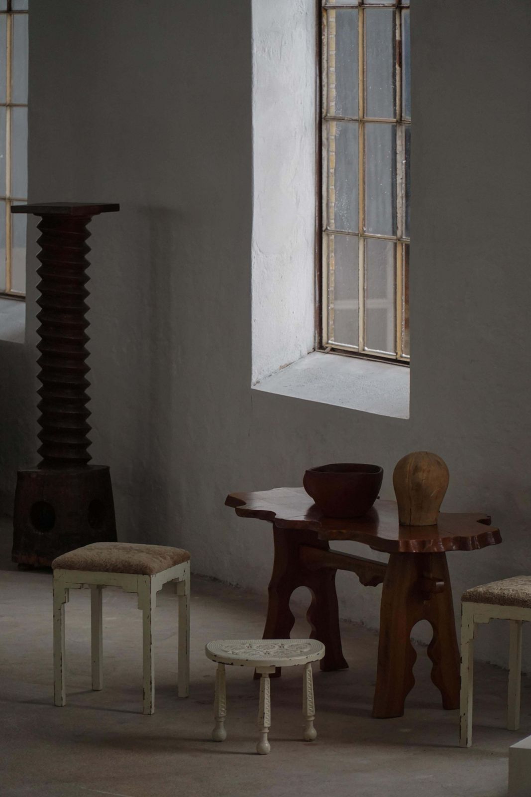 A Pair Of Antique Danish Stools, Lambswool Seats, Late 19th Century photo furniture