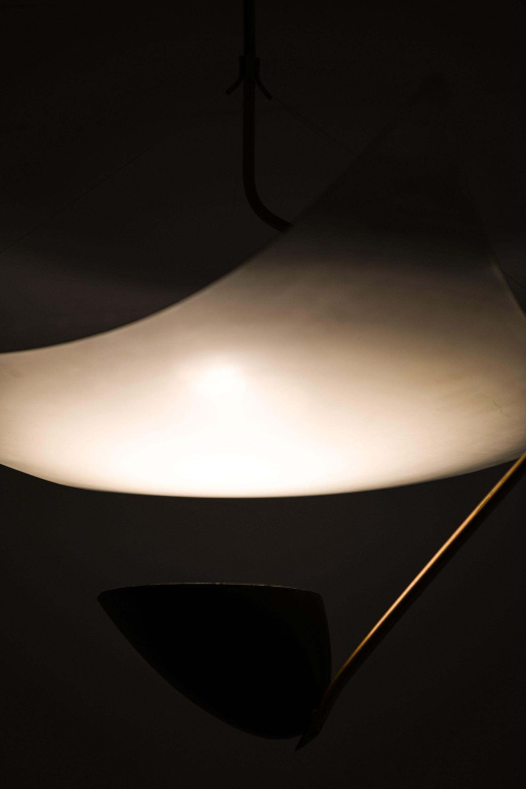 Ceiling Lamp In Lacquered Metal, Nylon Threads And Brass By Angelo Lelii, 1950's photo Lighting