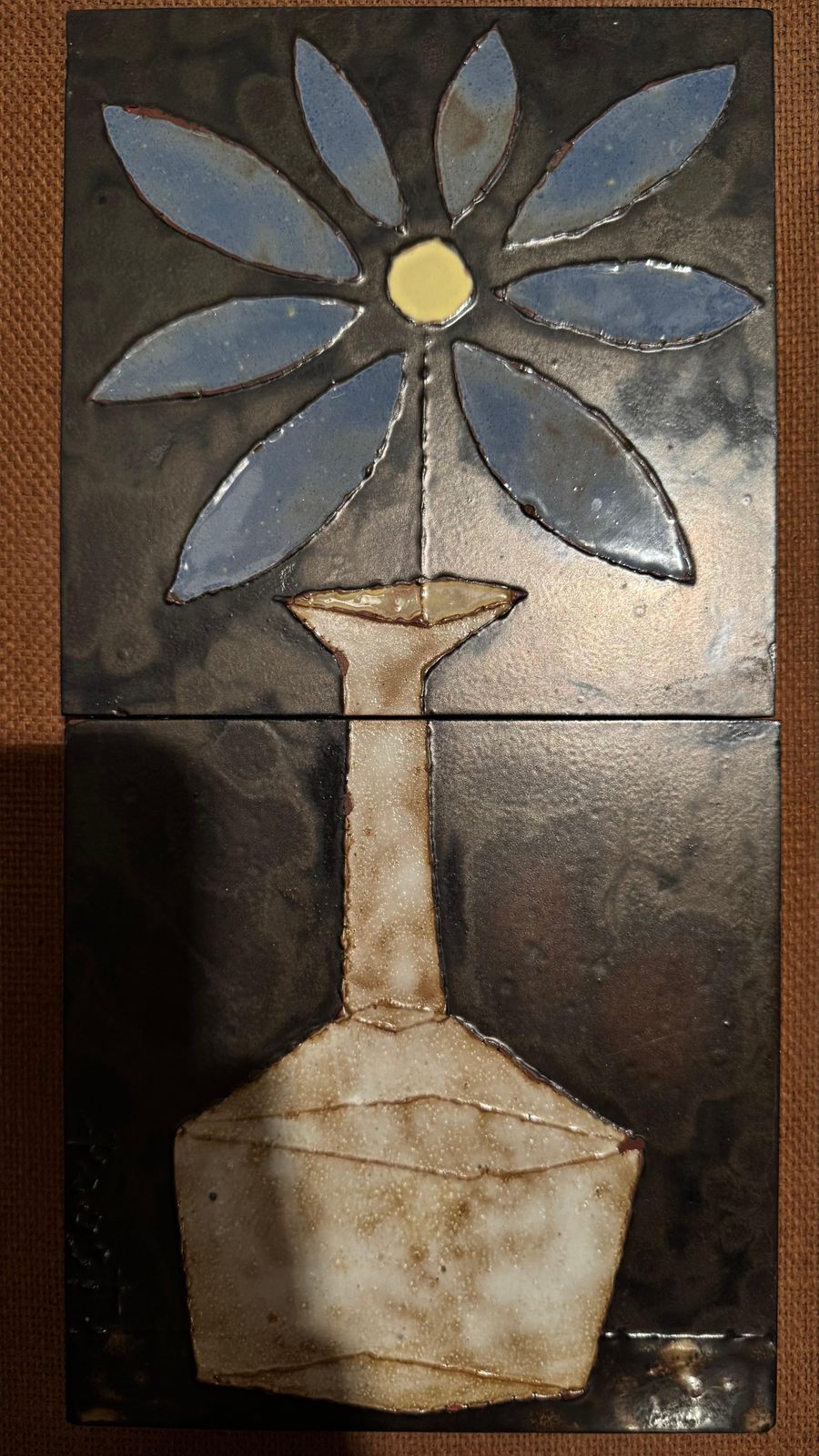 Wall Mounted Tiles Decorative Vase With Flower, Poost, Belgium Artist photo vinterior
