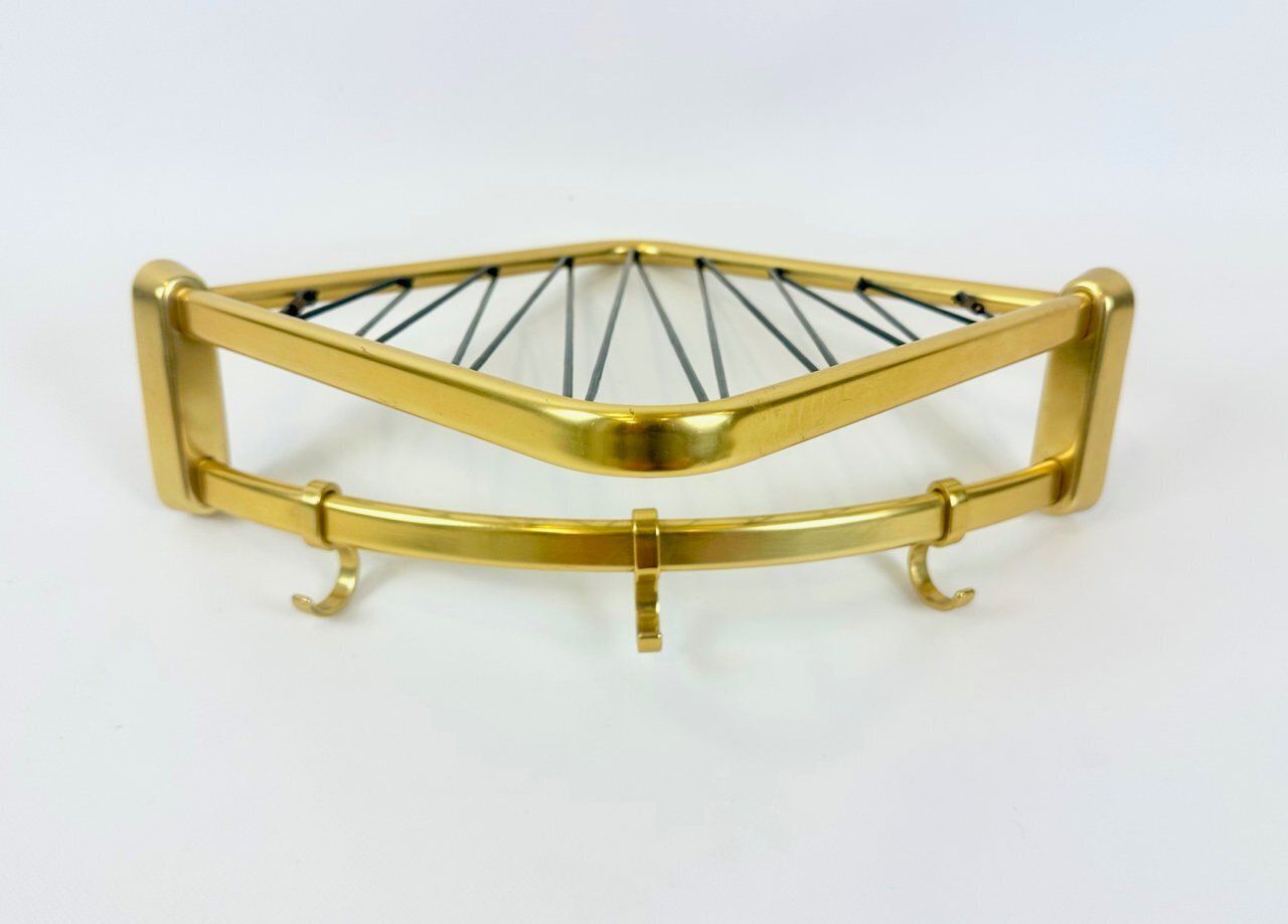 Mid Century Modern Aluminium And Brass Corner Coat And Hat Rack, 1960s photo furniture