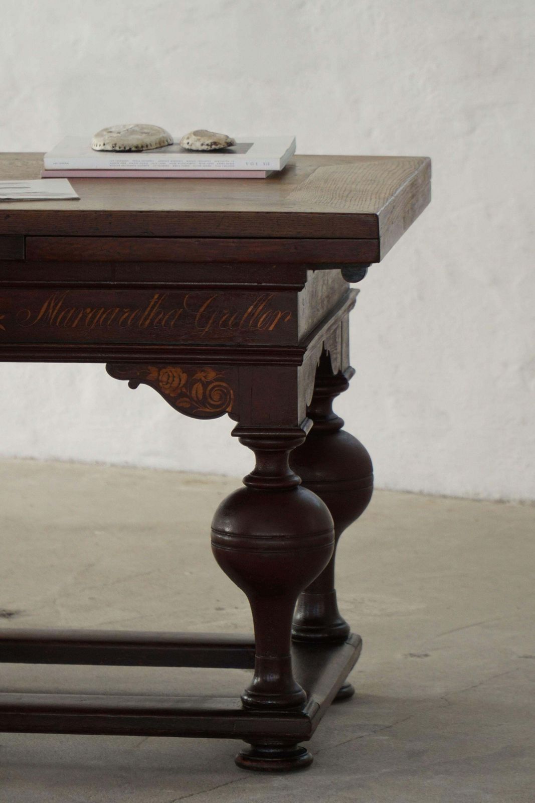 Extendable Oak Table With Intarsia, Baroque, Danish Cabinetmaker, 19th Century photo 2717.0