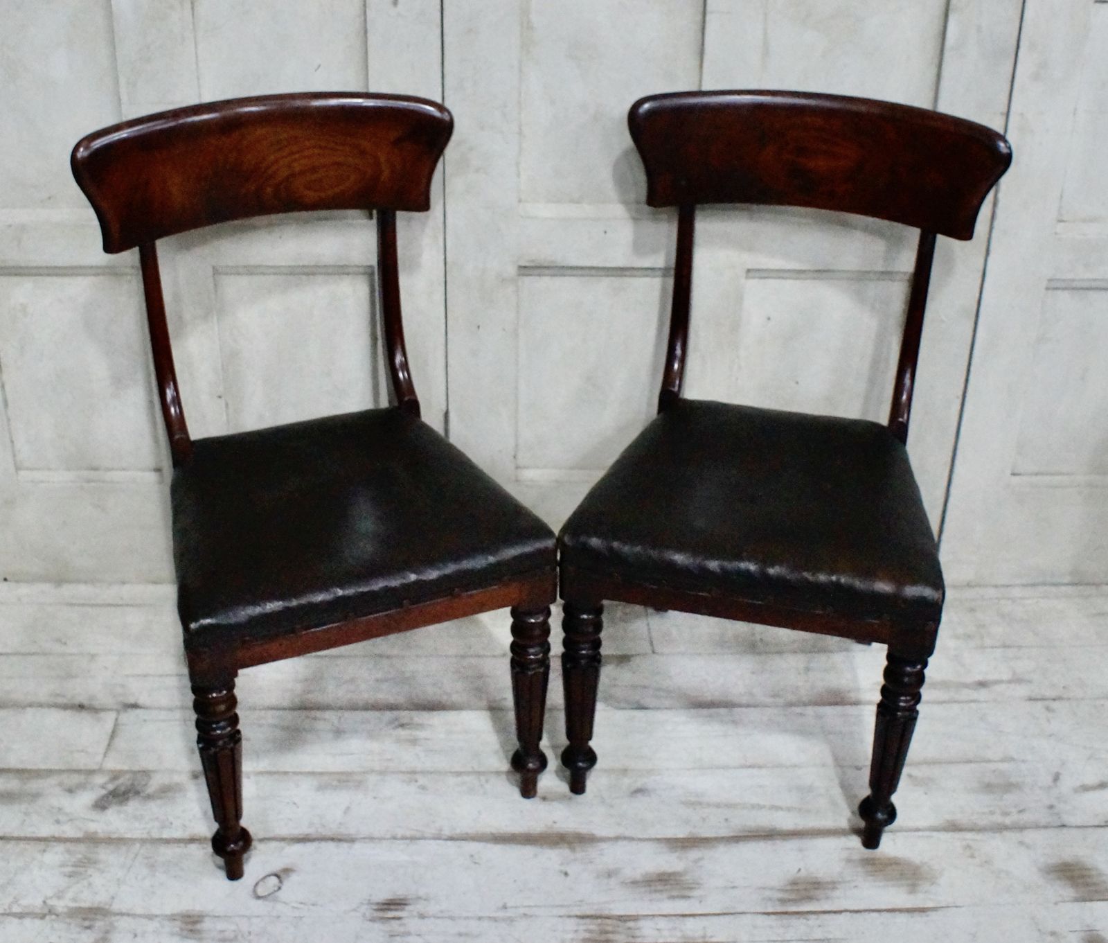 Pair Of Regency Mahogany & Oilcloth Chairs photo furniture