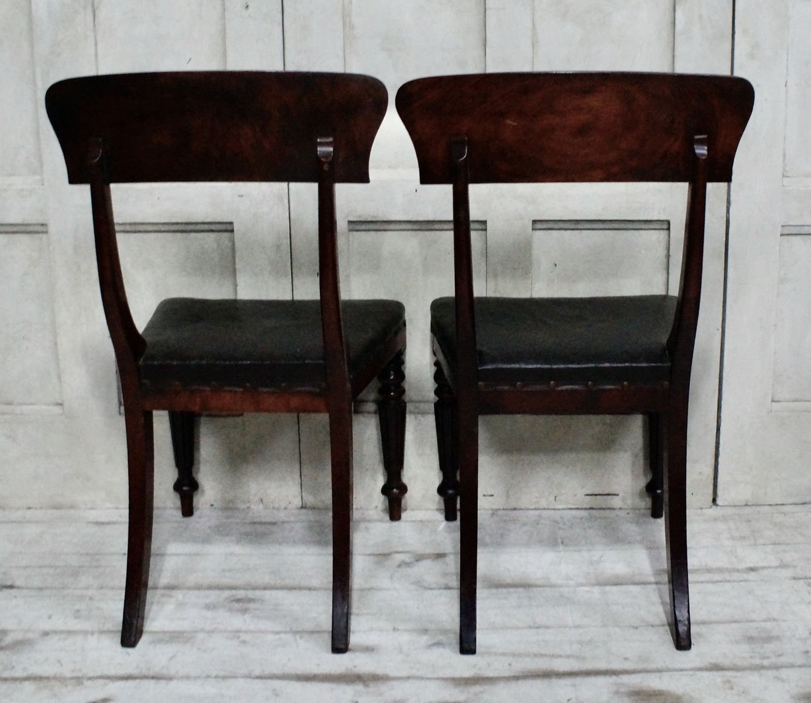 Pair Of Regency Mahogany & Oilcloth Chairs photo vinterior