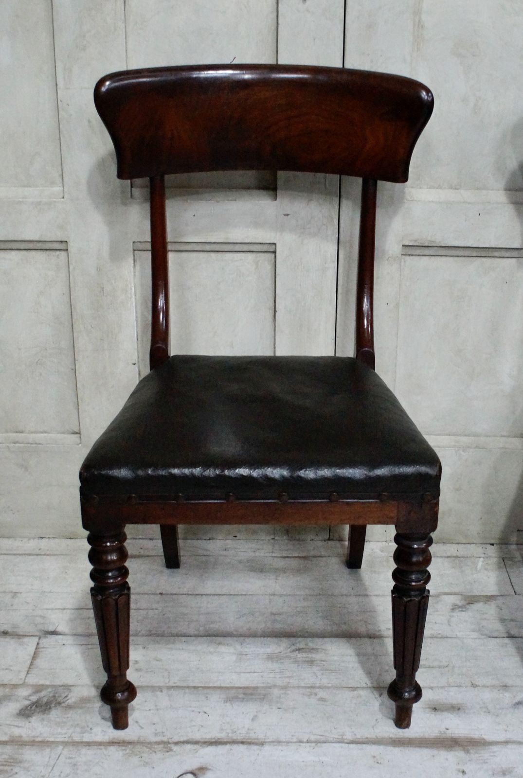 Pair Of Regency Mahogany & Oilcloth Chairs photo vintage