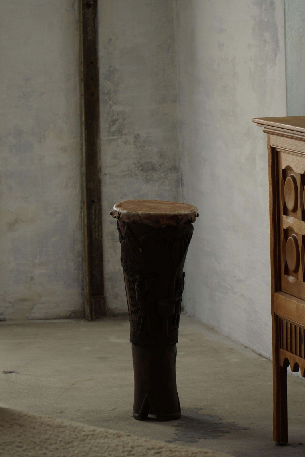 African Organic Wooden Carved Sculpture/Drum, 20th Century photo buy