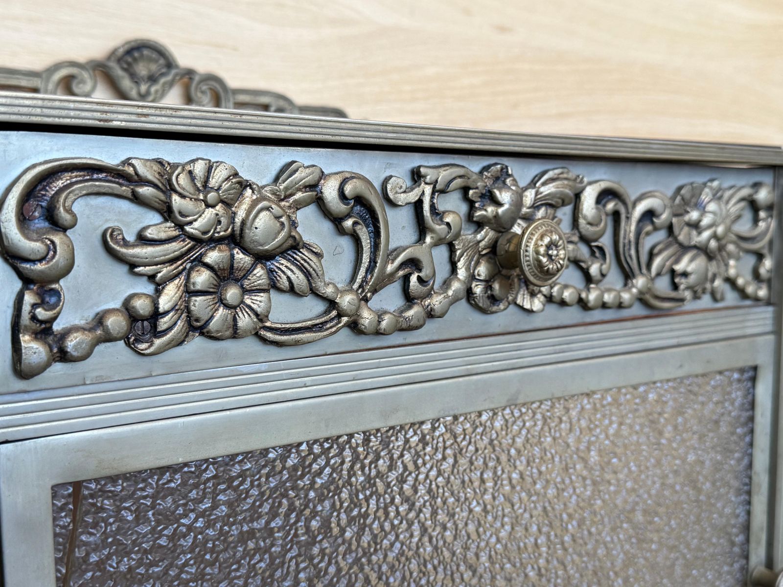 photo furniture Art Deco Pair Of Metal Nightstands With Original Crystal Door