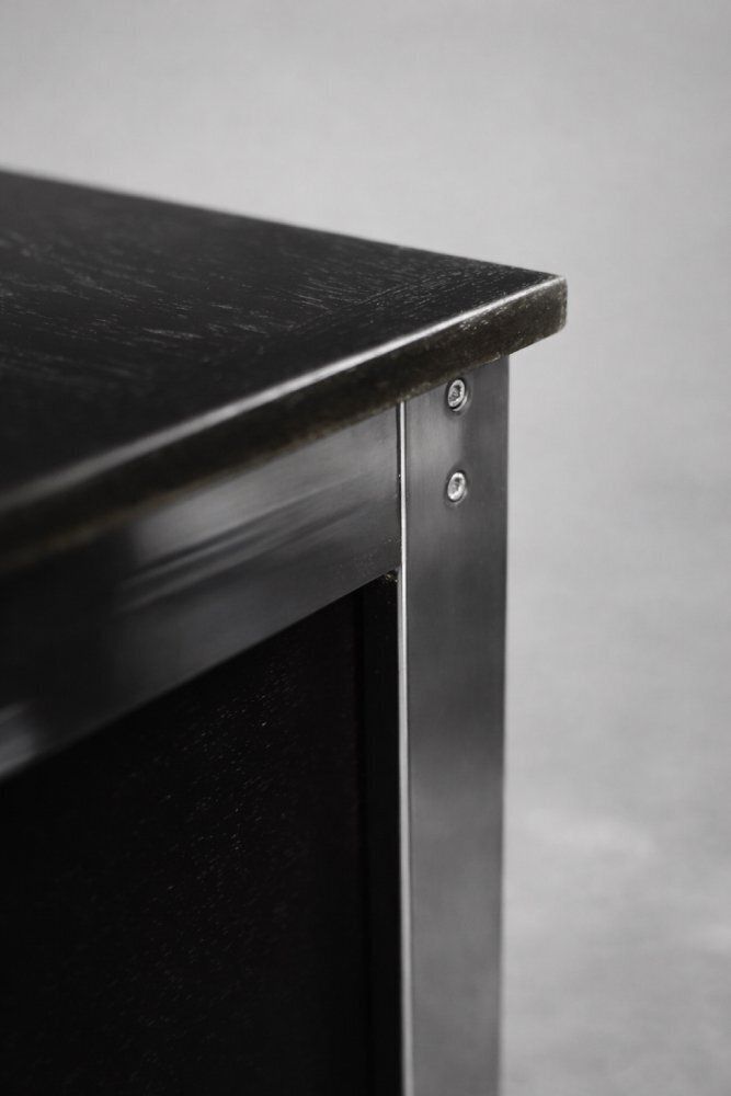 Vintage Danish Black Oak Desk With Chrome Base, 1970s photo 3278.0