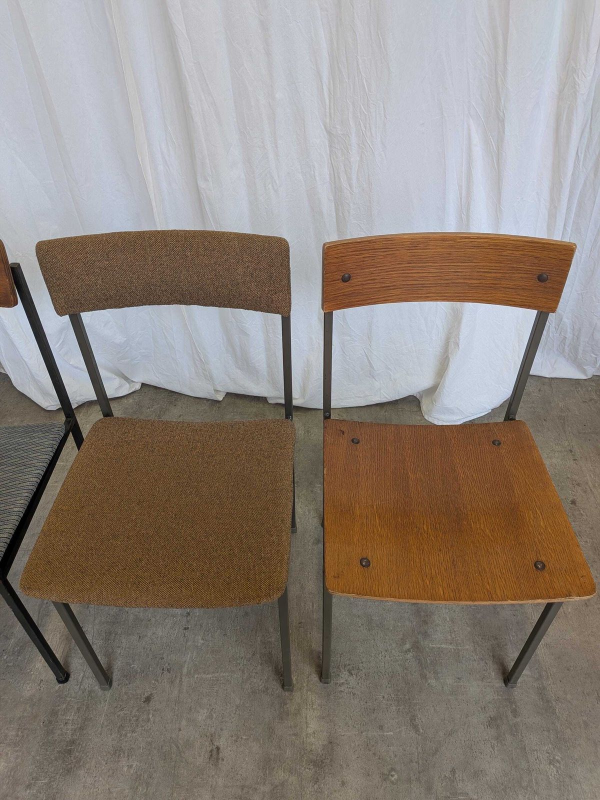 Set Of 4   Mix & Match Vintage Industrial Dining Chairs   1970s Stol Kamnik photo 537.0