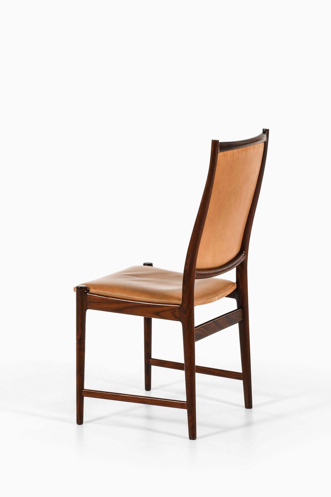 Set Of 6 High Back Dining Chairs In Rosewood & Leather By Torbjørn Afdal, 1950's photo for sale