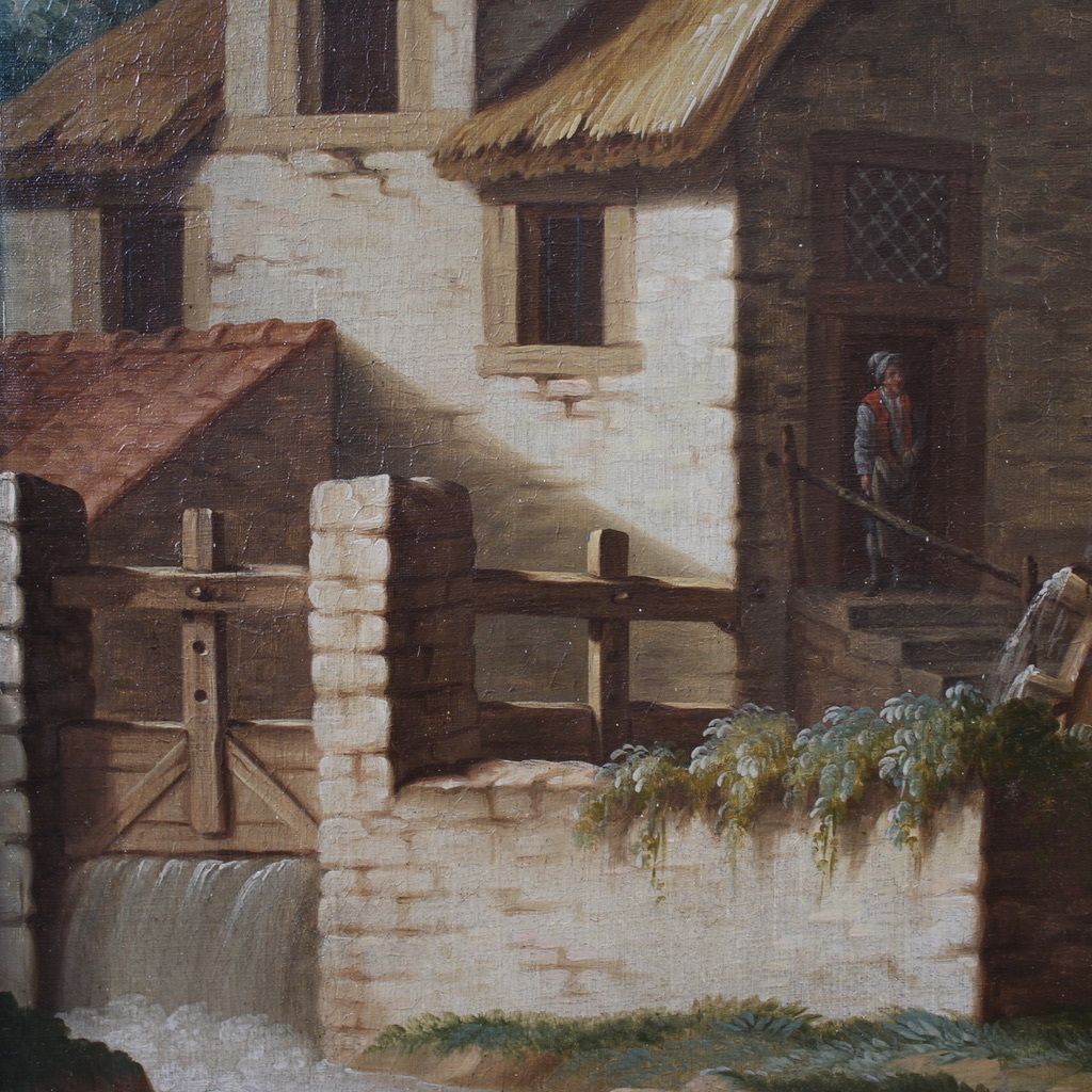 photo for sale Great 18th Century Italian Painting, Countryside Landscape With Genre Scene