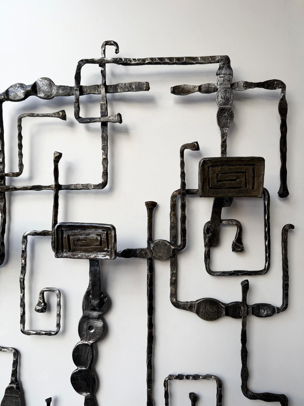 Wall Coat Rack Sculpture Wrought Iron By Pozzebon. Italy, 1970s photo buy