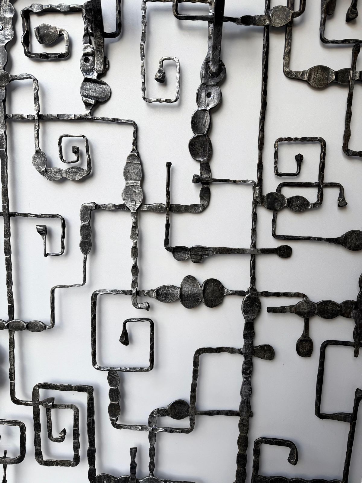 Wall Coat Rack Sculpture Wrought Iron By Pozzebon. Italy, 1970s photo vintage