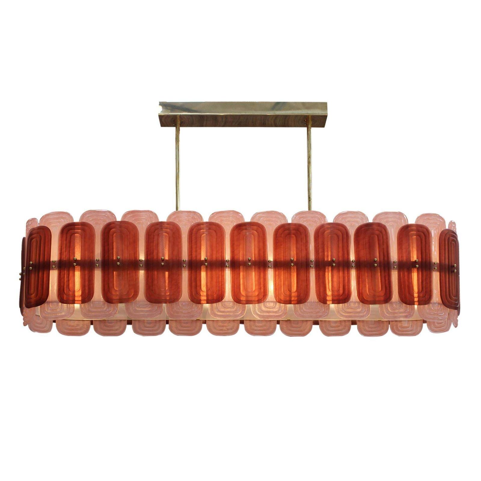 photo furniture Italian Suspension Lamp With Gold Metal Structure And Red And Pink Murano Glass