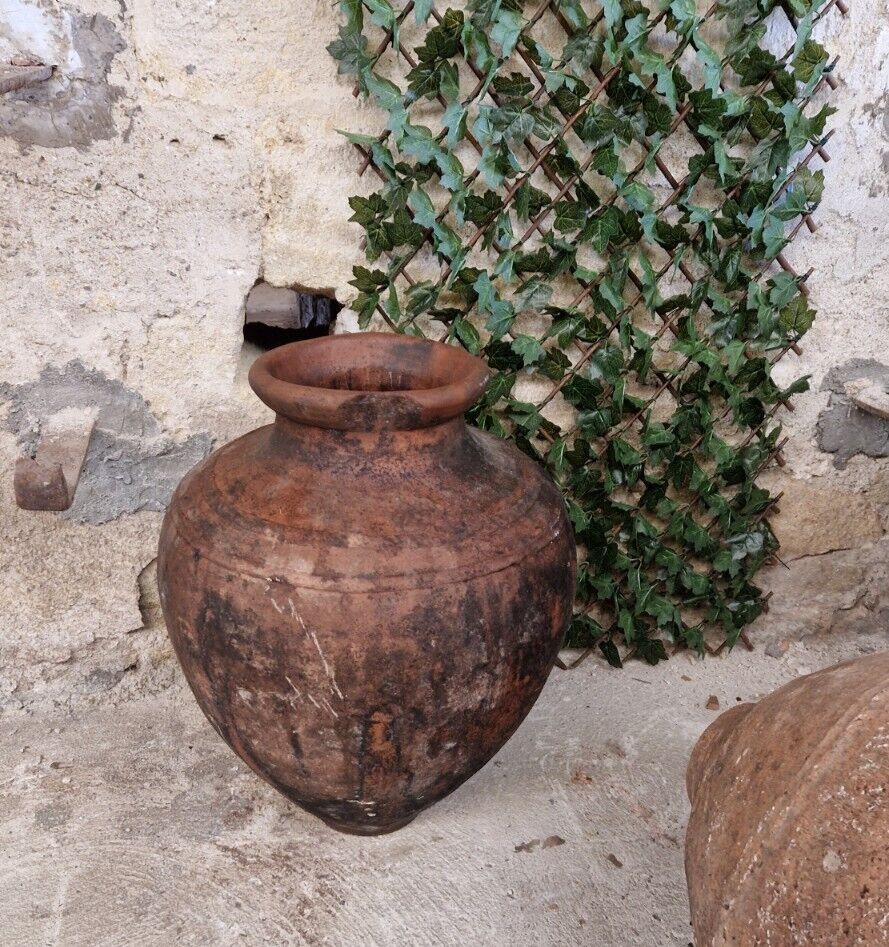 Large Terracotta Pot European Olive Oil Jar Antique Planter