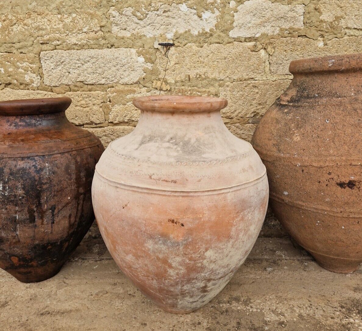 Large Terracotta Pot European Olive Oil Jar Antique Planter photo vintage