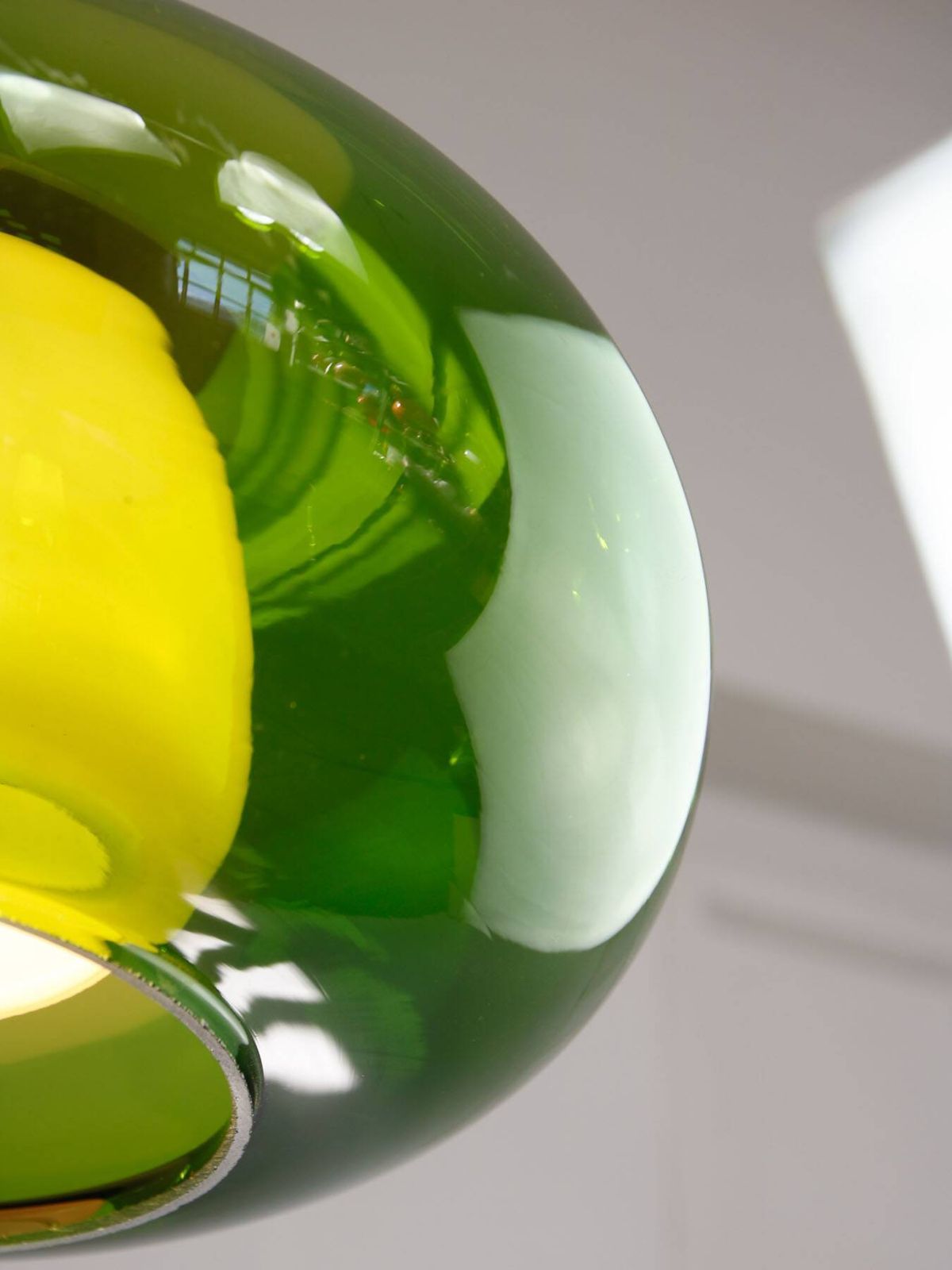 Mid Century Italian Green Glass & Brass Pendant Lamp, 60s photo Lighting