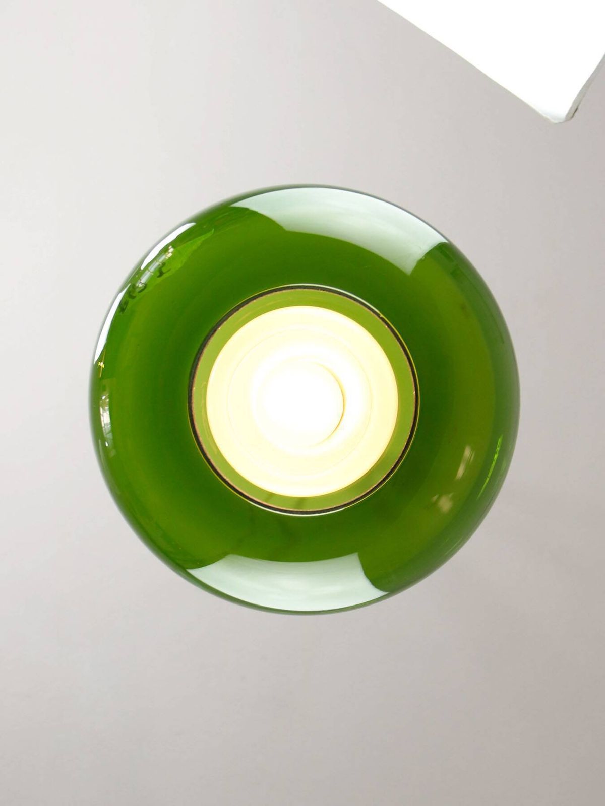 Mid Century Italian Green Glass & Brass Pendant Lamp, 60s photo 753.0
