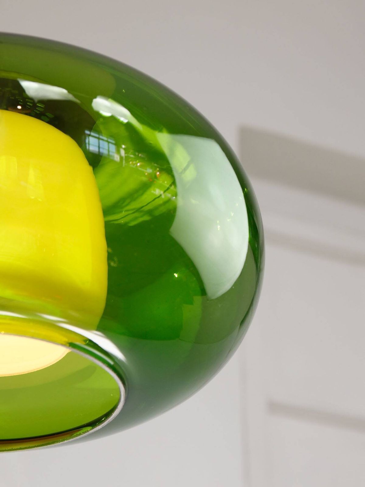 753.0 Mid Century Italian Green Glass & Brass Pendant Lamp, 60s photo